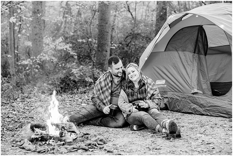 Fall camping engagement portraits at Susquehanna State Park in Havre de Grace, Maryland