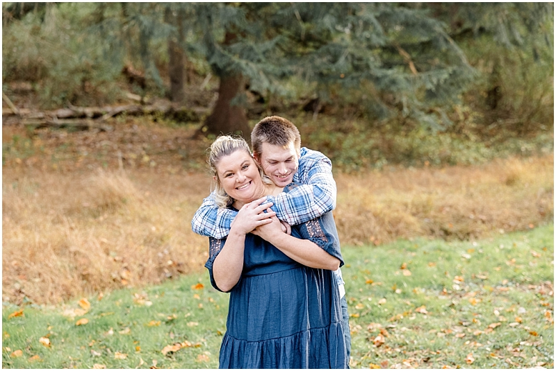 Fall engagement portraits taken at Piney Run Park in Sykesville, Maryland
