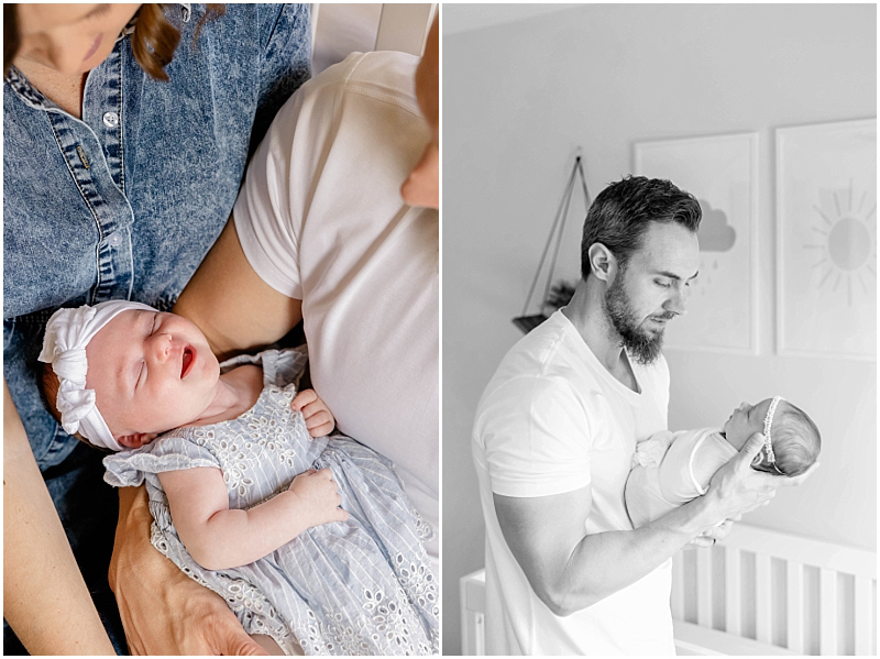 In home lifestyle newborn photography session in Severn Maryland, by StaceyLee Photography.