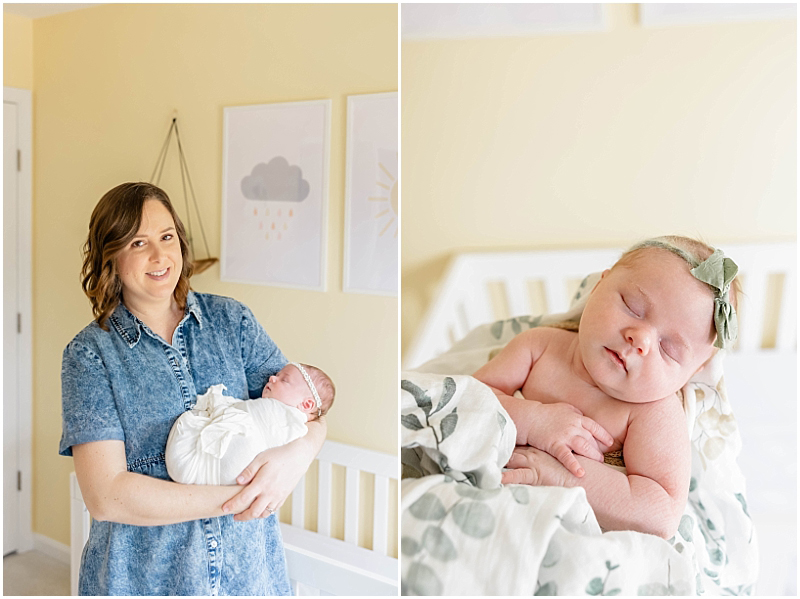 In home lifestyle newborn photography session in Severn Maryland, by StaceyLee Photography.