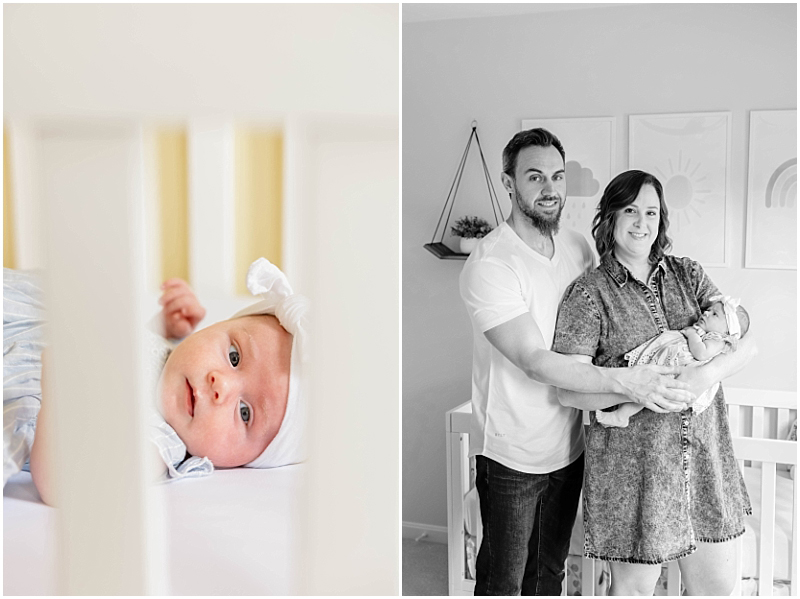 In home lifestyle newborn photography session in Severn Maryland, by StaceyLee Photography.